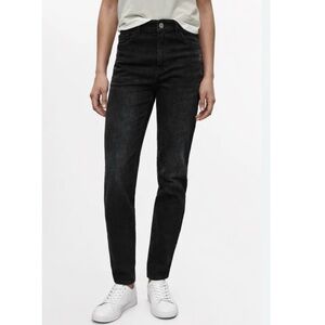 Anine Bing High Rise Ankle Slim Denim Jeans in Vintage Black
